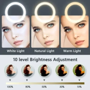 20cm Beauty Live Ring Light Photography Mobile Selfie Led Dimmable With Phone Holder
